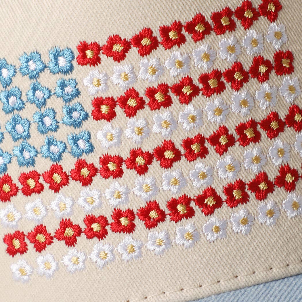 Floral American Flag Hat