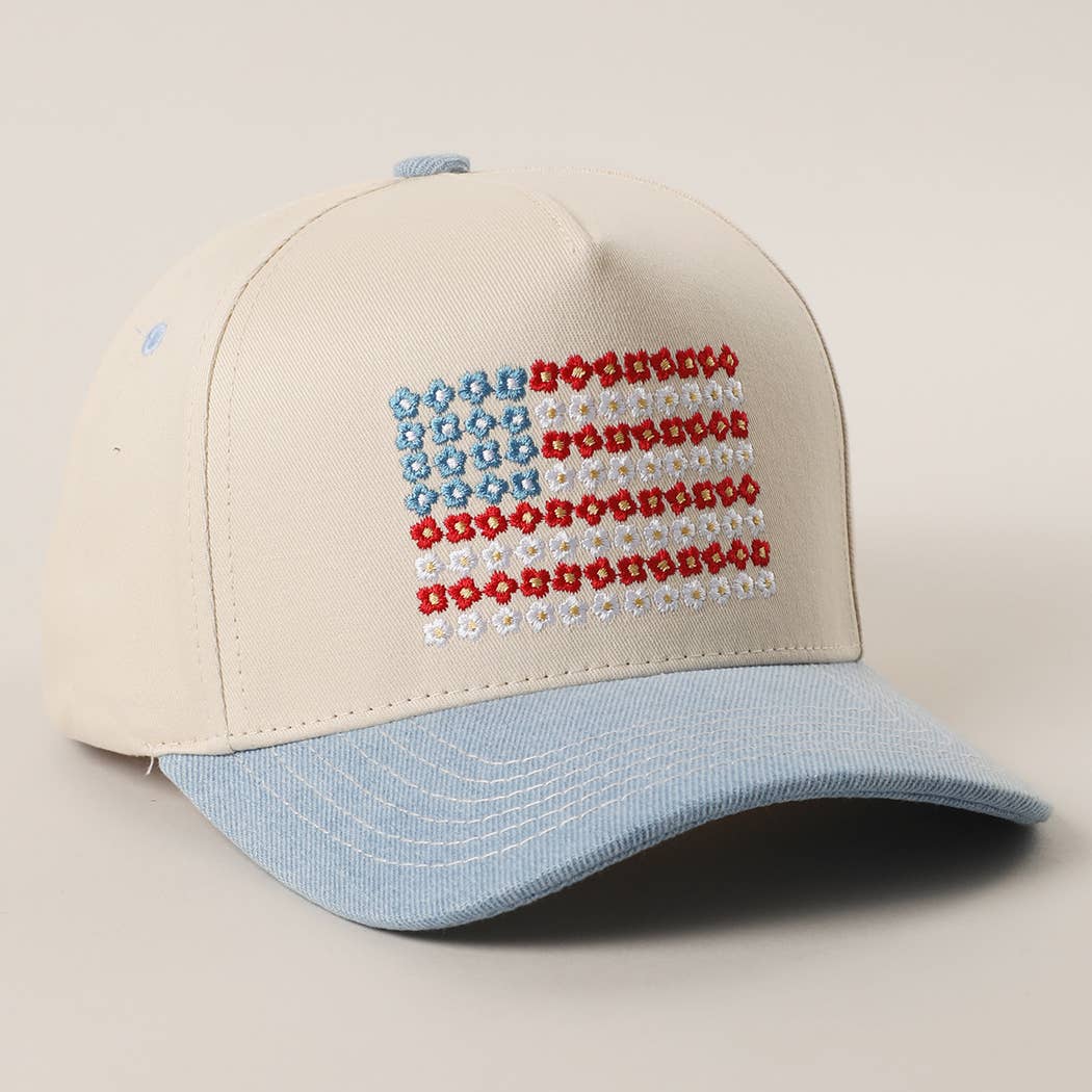 Floral American Flag Hat