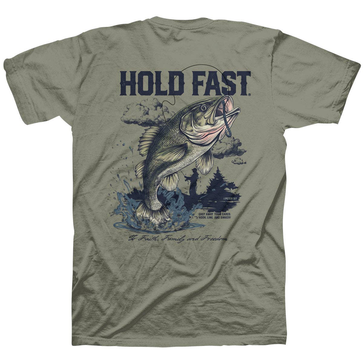 HOLD FAST Men's T-Shirt Fishing – 1 Peter 5:7