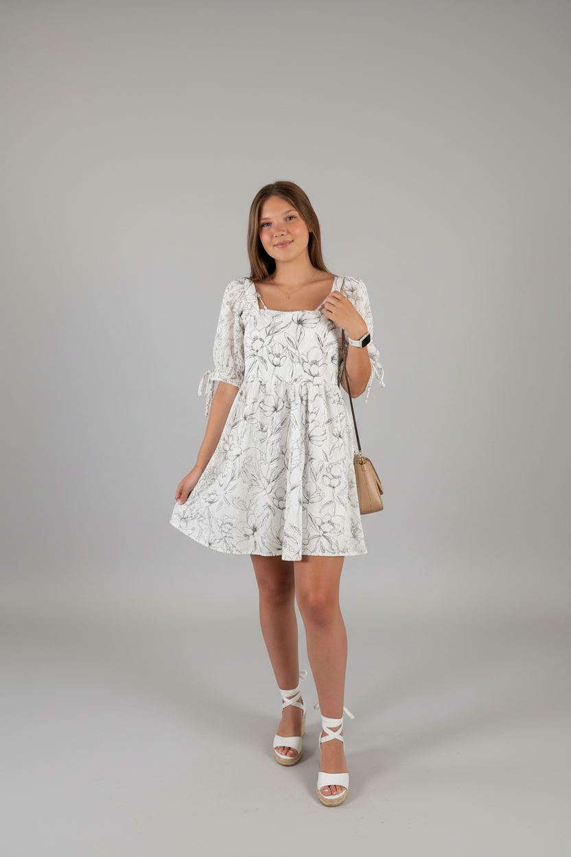 Black and White Floral Dress