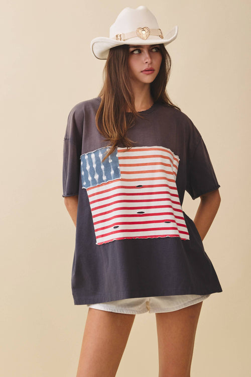 Distressed Flag Patch Tee