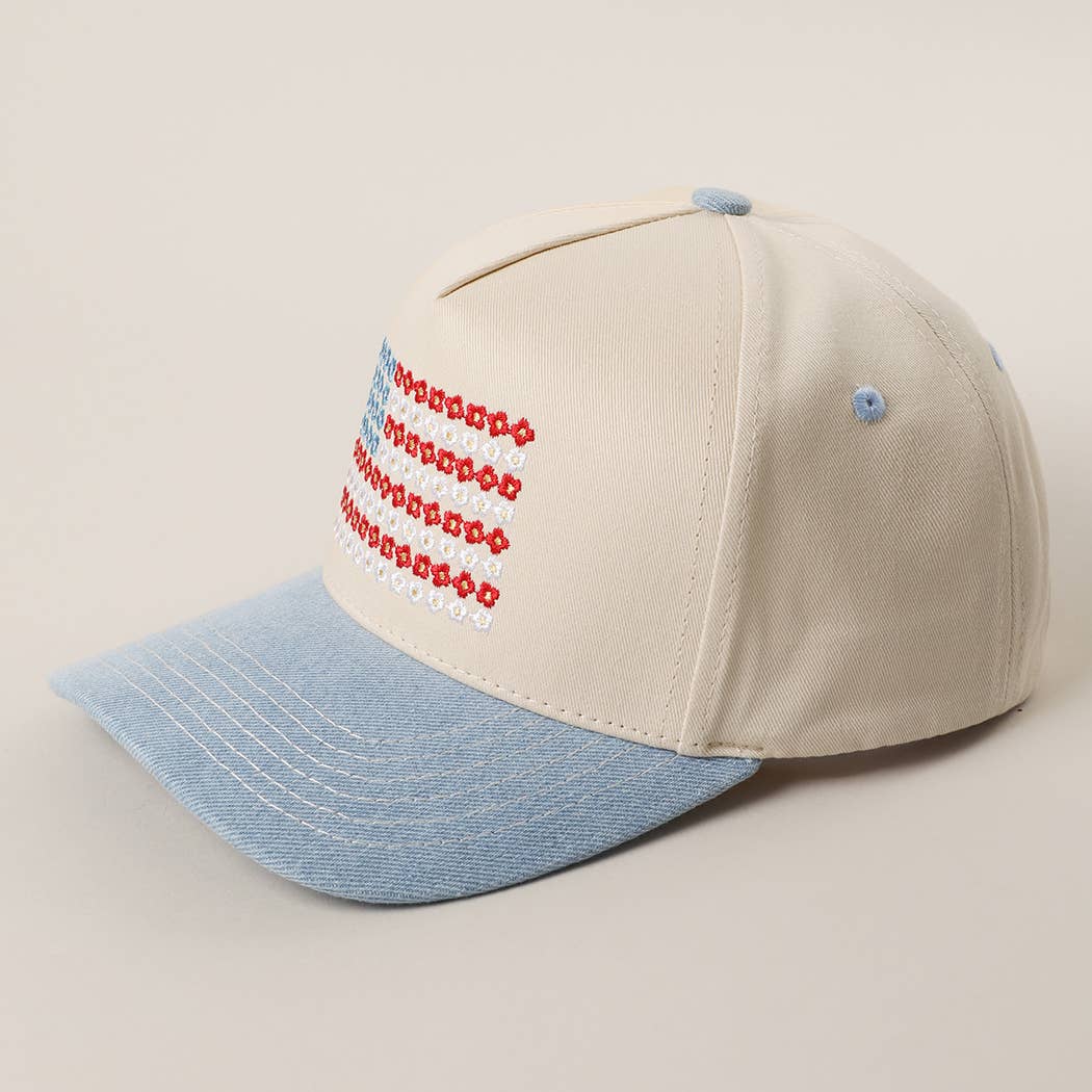 Floral American Flag Hat