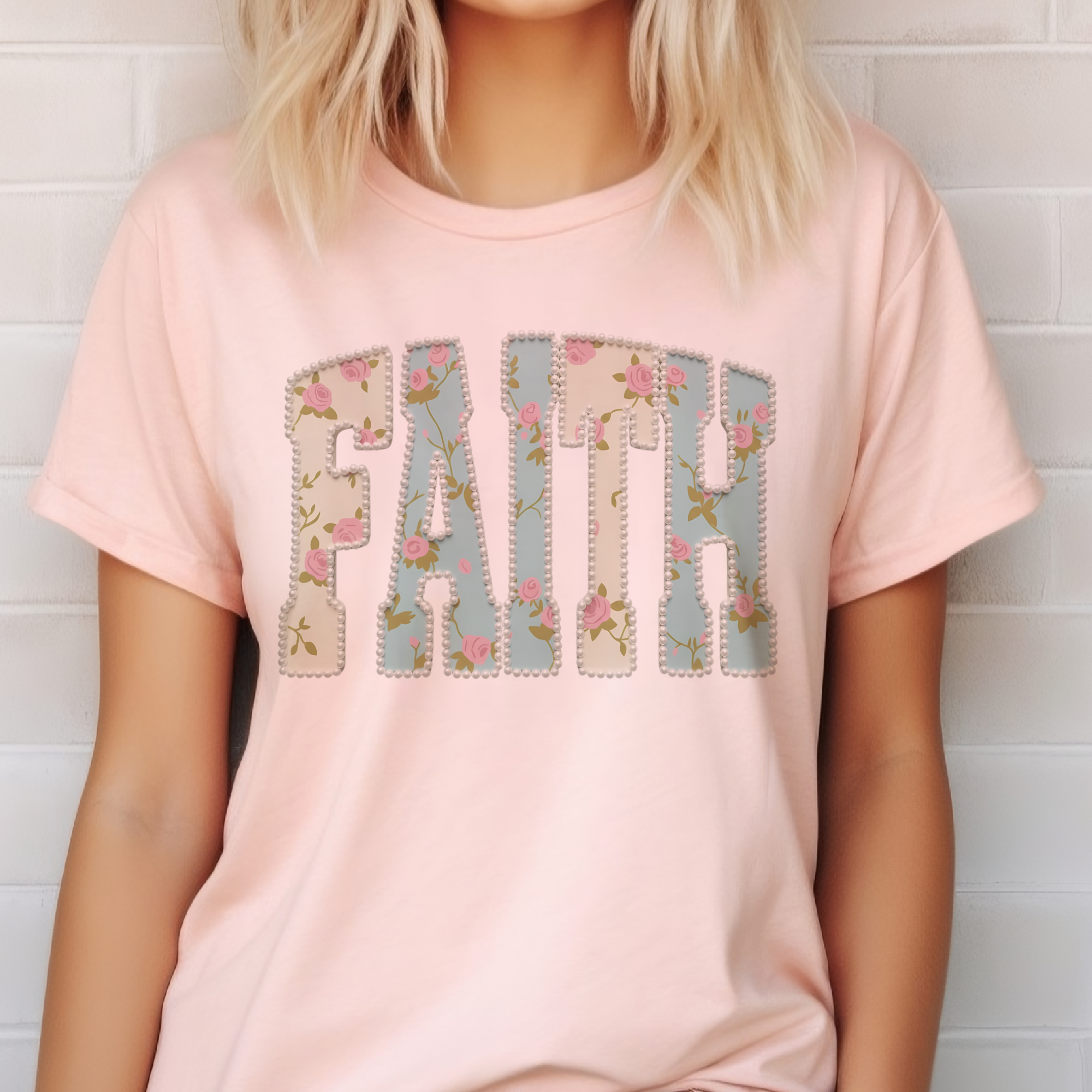 Faith Spring Floral Religious Jesus Christian Graphic Tee: White / Xlarge