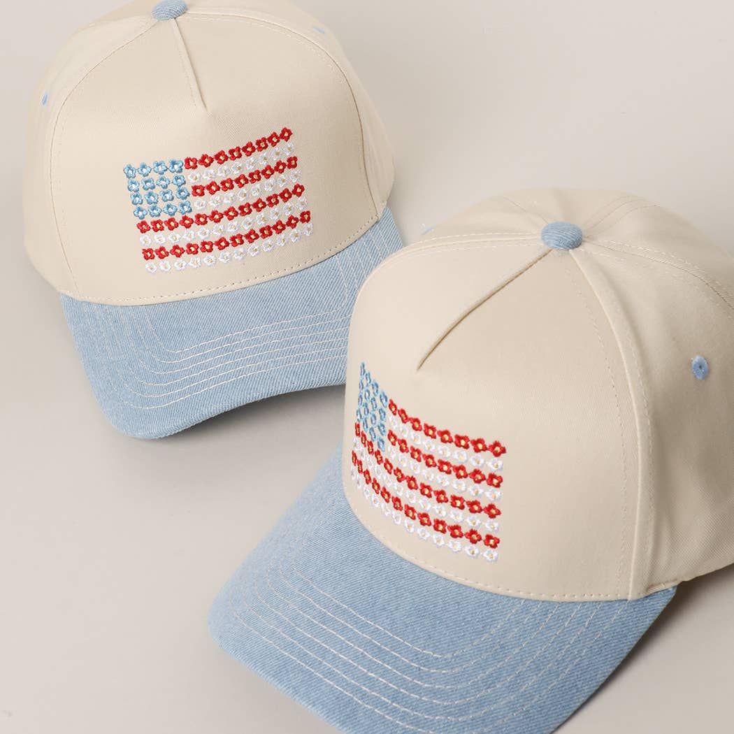Floral American Flag Hat